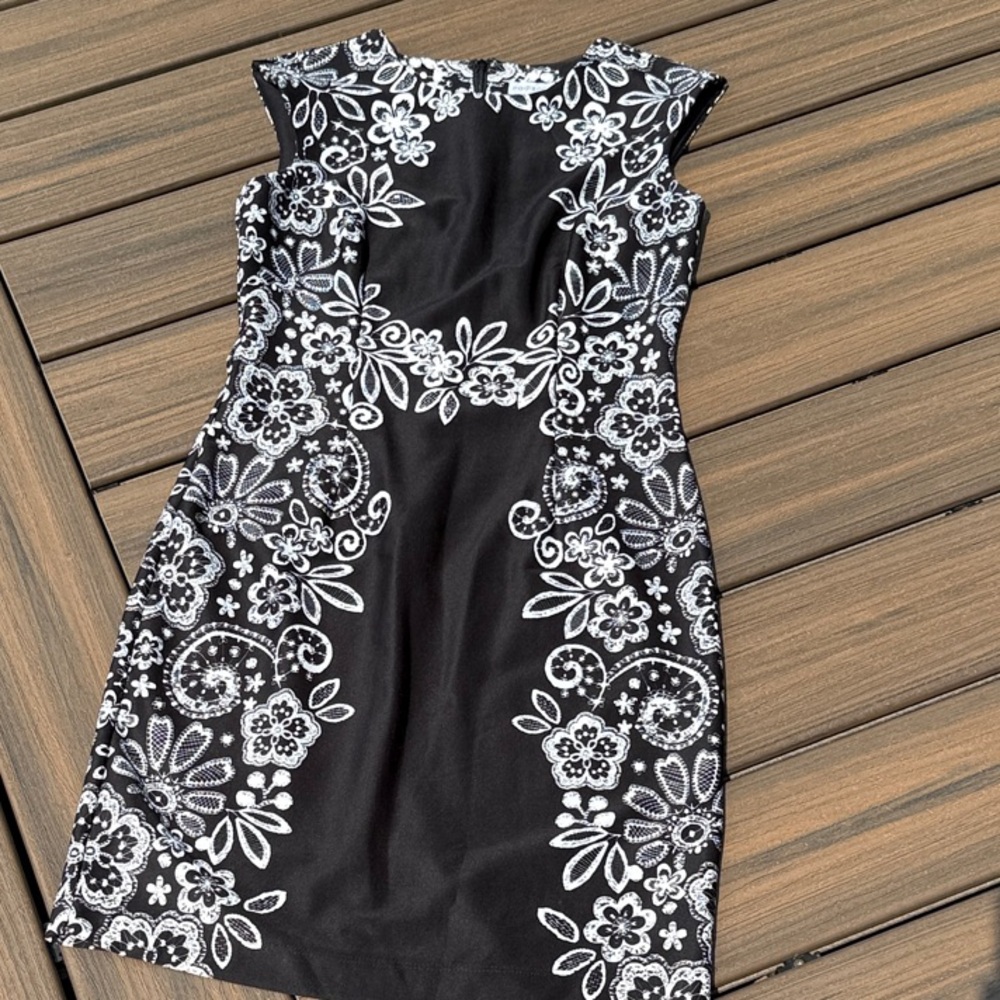 Elegant Black and White Floral Dress